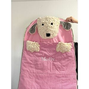 Pottery Barn Kids Shaggy Head  Dog Gingham Check Sleeping Bags-pink